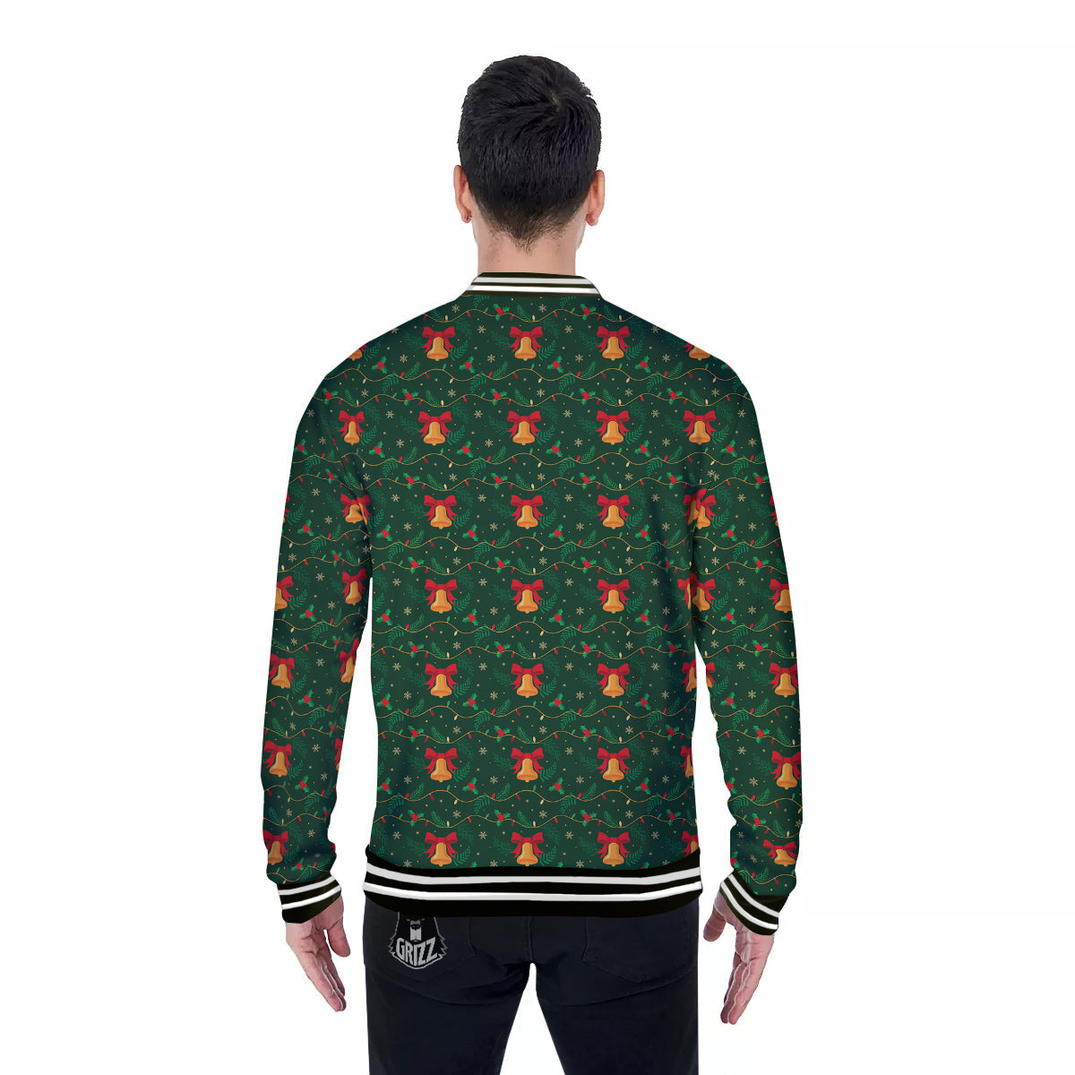 Bell Cute Christmas Print Pattern Baseball Jacket-grizzshop