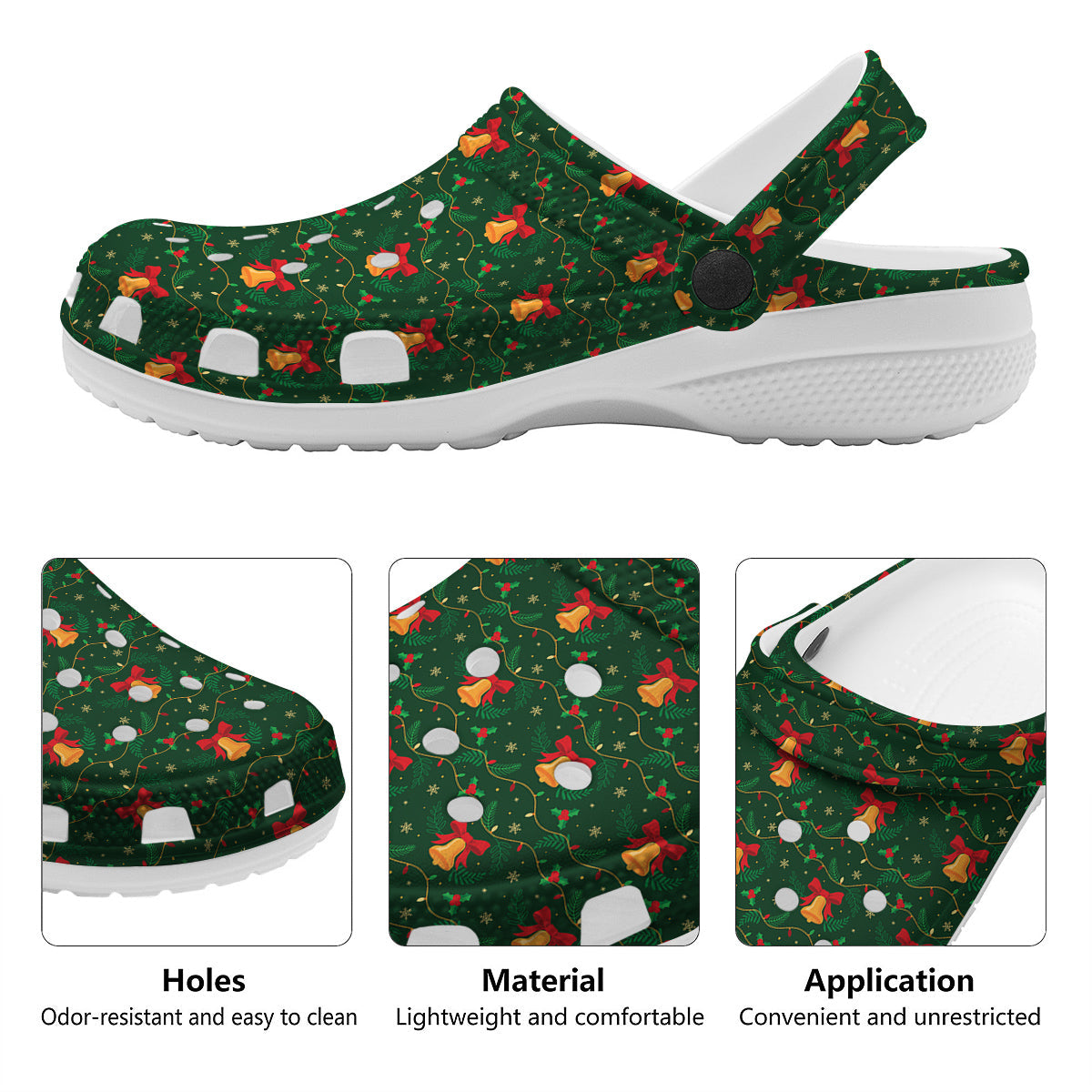 Bell Cute Christmas Print Pattern Clog-grizzshop