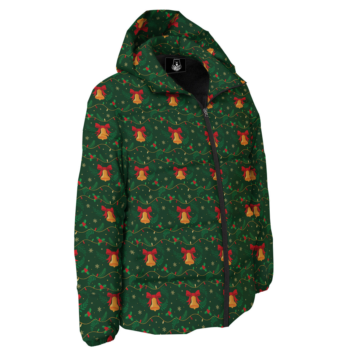 Bell Cute Christmas Print Pattern Down Jacket-grizzshop