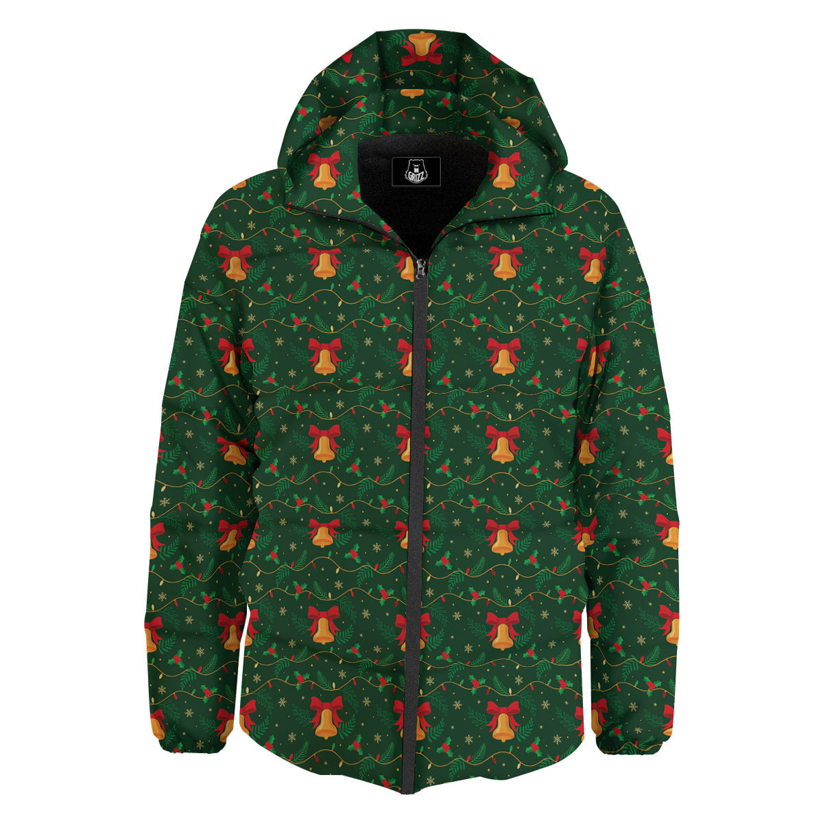 Bell Cute Christmas Print Pattern Down Jacket-grizzshop