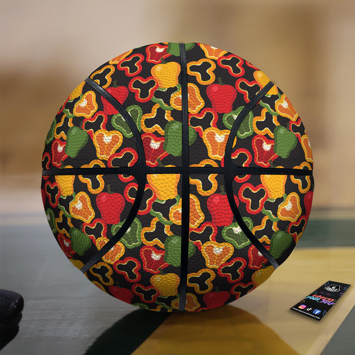 Bell Pepper Black Print Pattern Basketball-grizzshop
