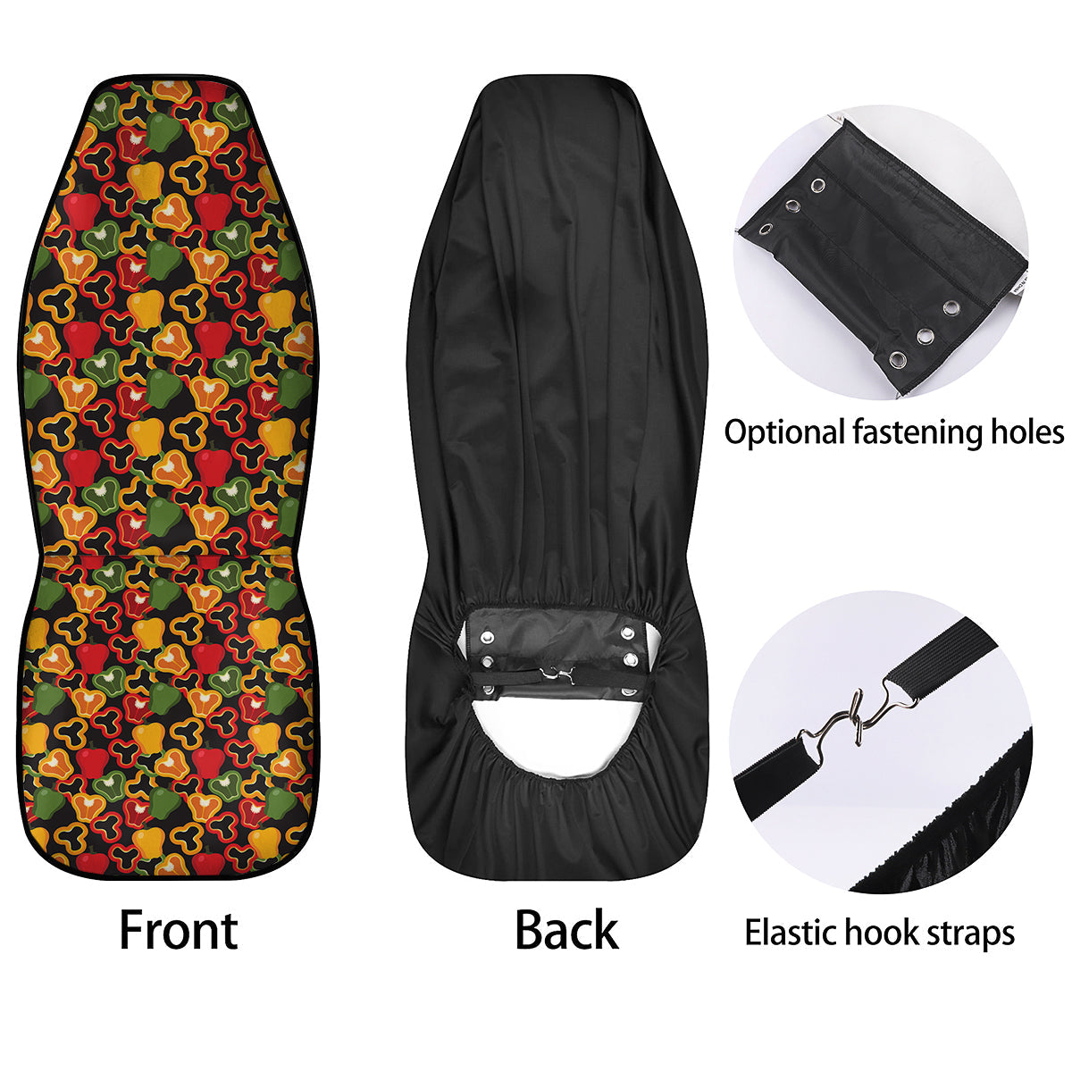 Bell Pepper Black Print Pattern Car Seat Covers-grizzshop