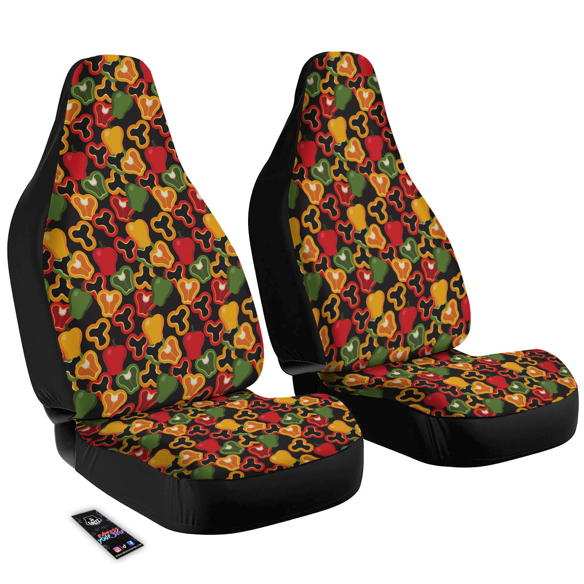 Bell Pepper Black Print Pattern Car Seat Covers-grizzshop