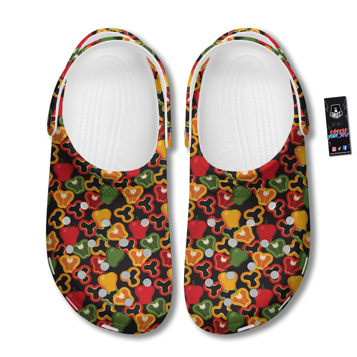 Bell Pepper Black Print Pattern Clog-grizzshop