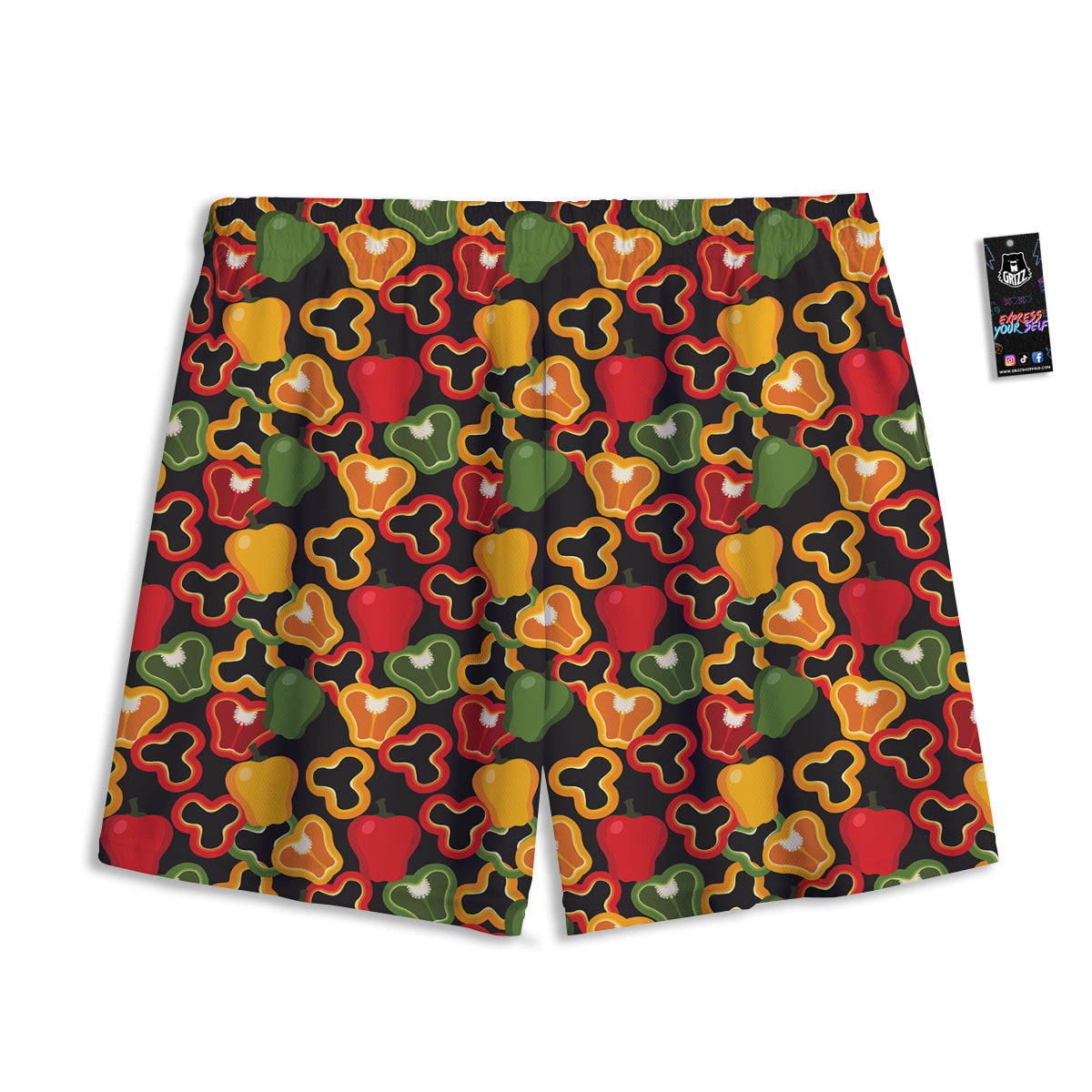 Bell Pepper Black Print Pattern Mesh Shorts-grizzshop