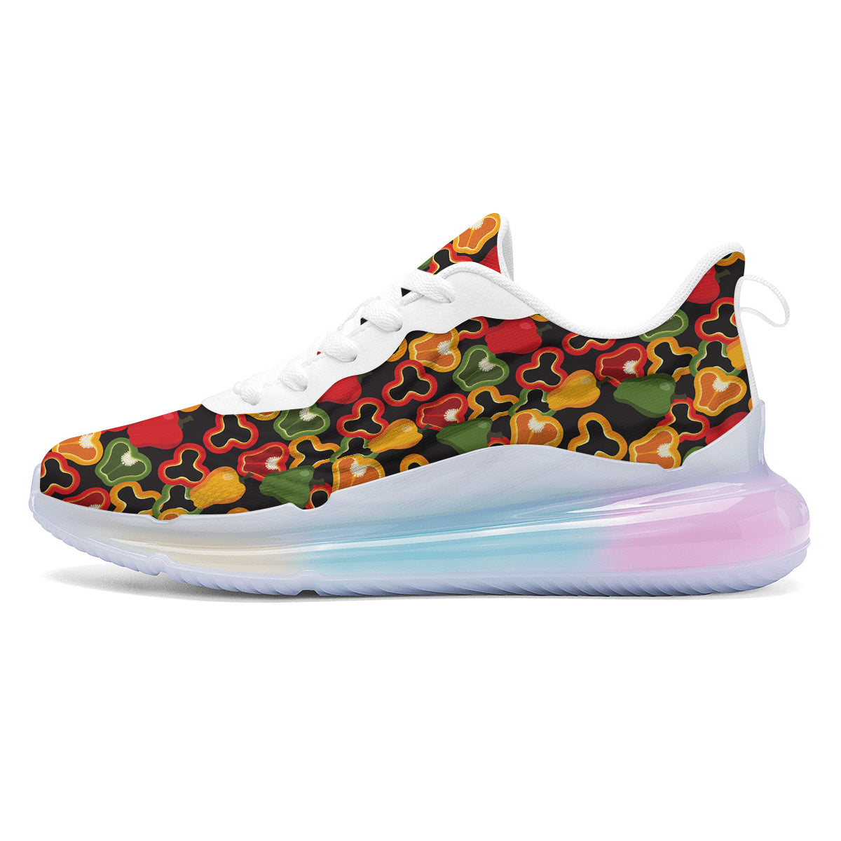 Bell Pepper Black Print Pattern Running Sneakers-grizzshop