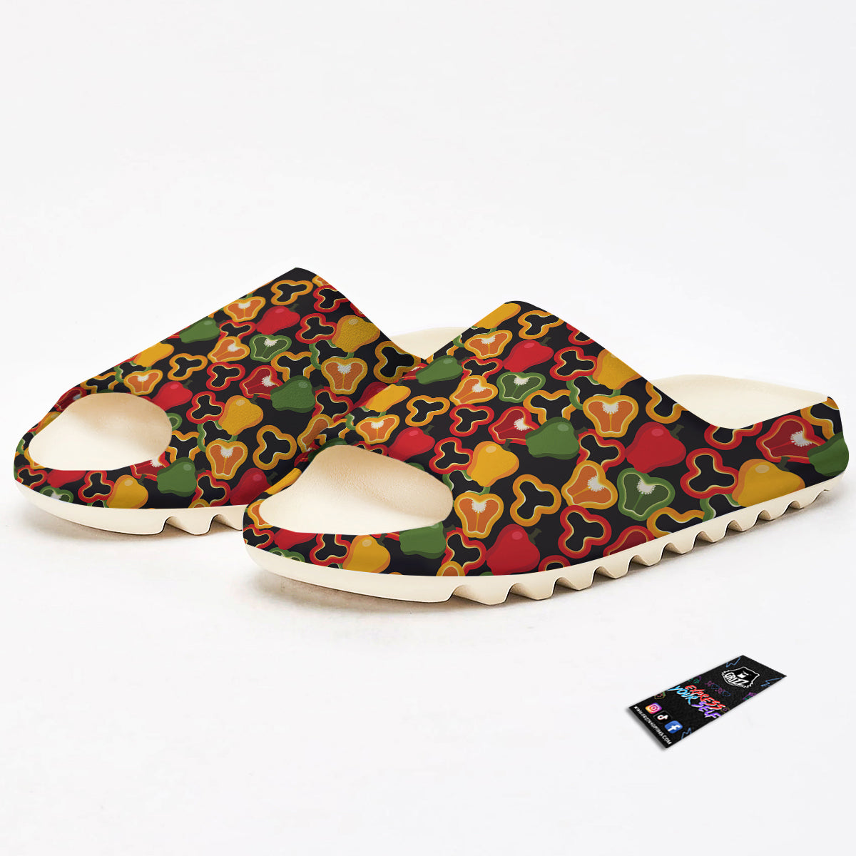 Bell Pepper Black Print Pattern Sandals-grizzshop