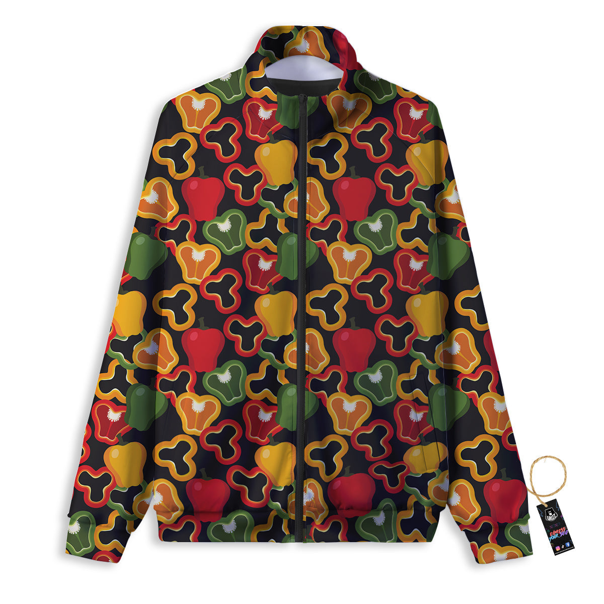 Bell Pepper Black Print Pattern Track Jacket-grizzshop