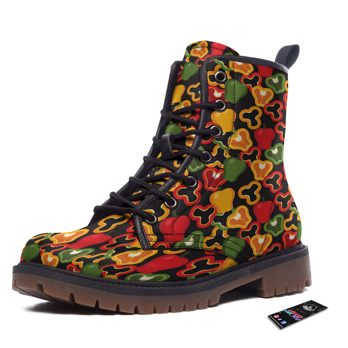 Bell Pepper Black Print Pattern Work Boots-grizzshop