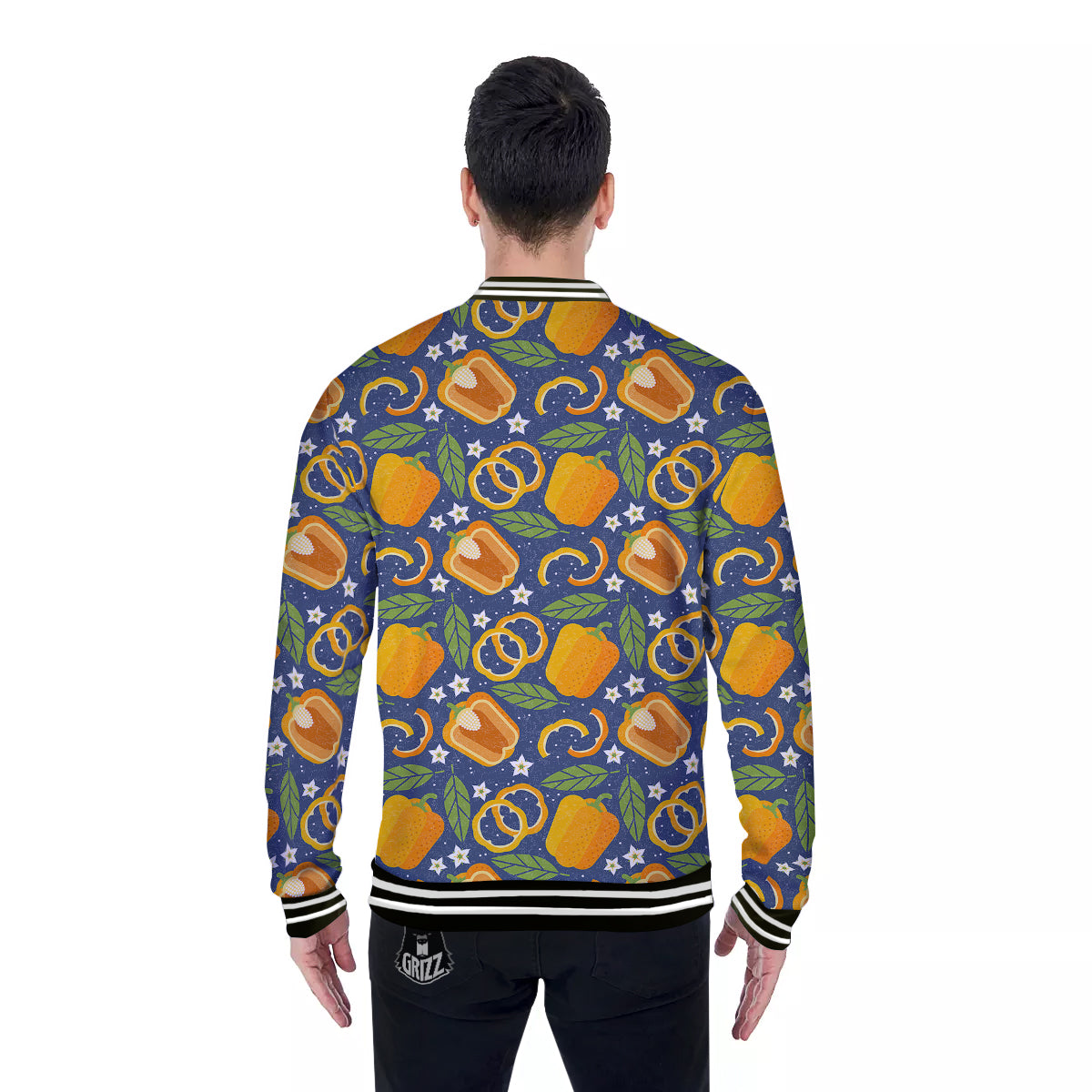 Bell Pepper Leaf Print Pattern Baseball Jacket-grizzshop