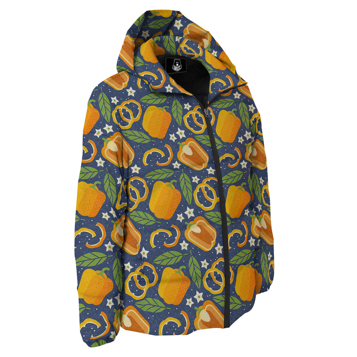 Bell Pepper Leaf Print Pattern Down Jacket-grizzshop