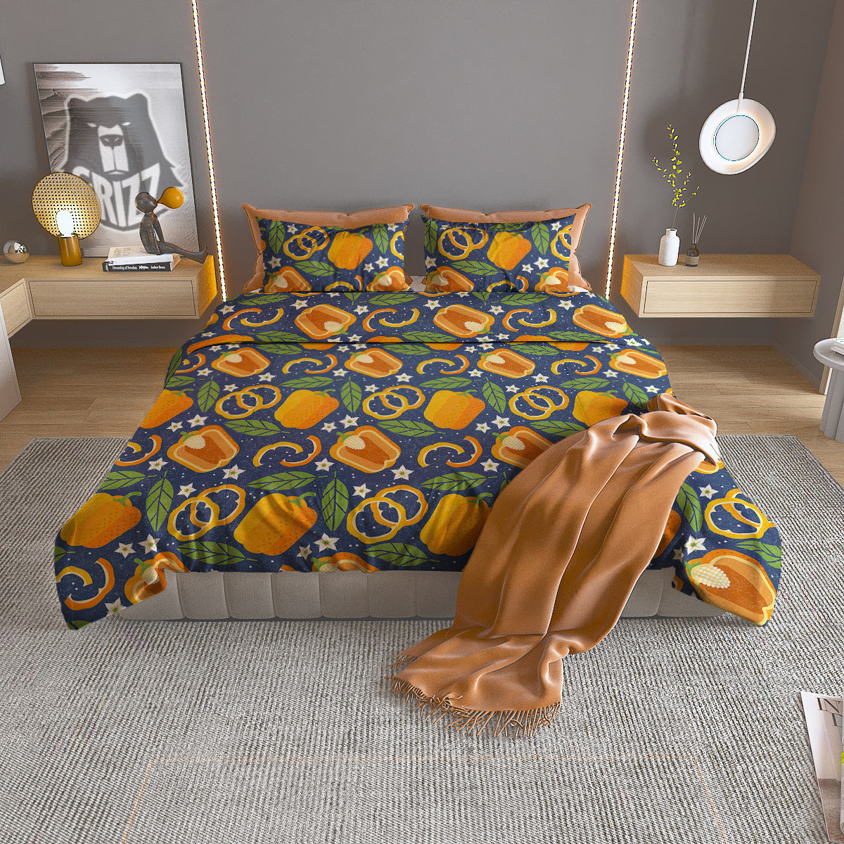 Bell Pepper Leaf Print Pattern Duvet Cover Bedding Set