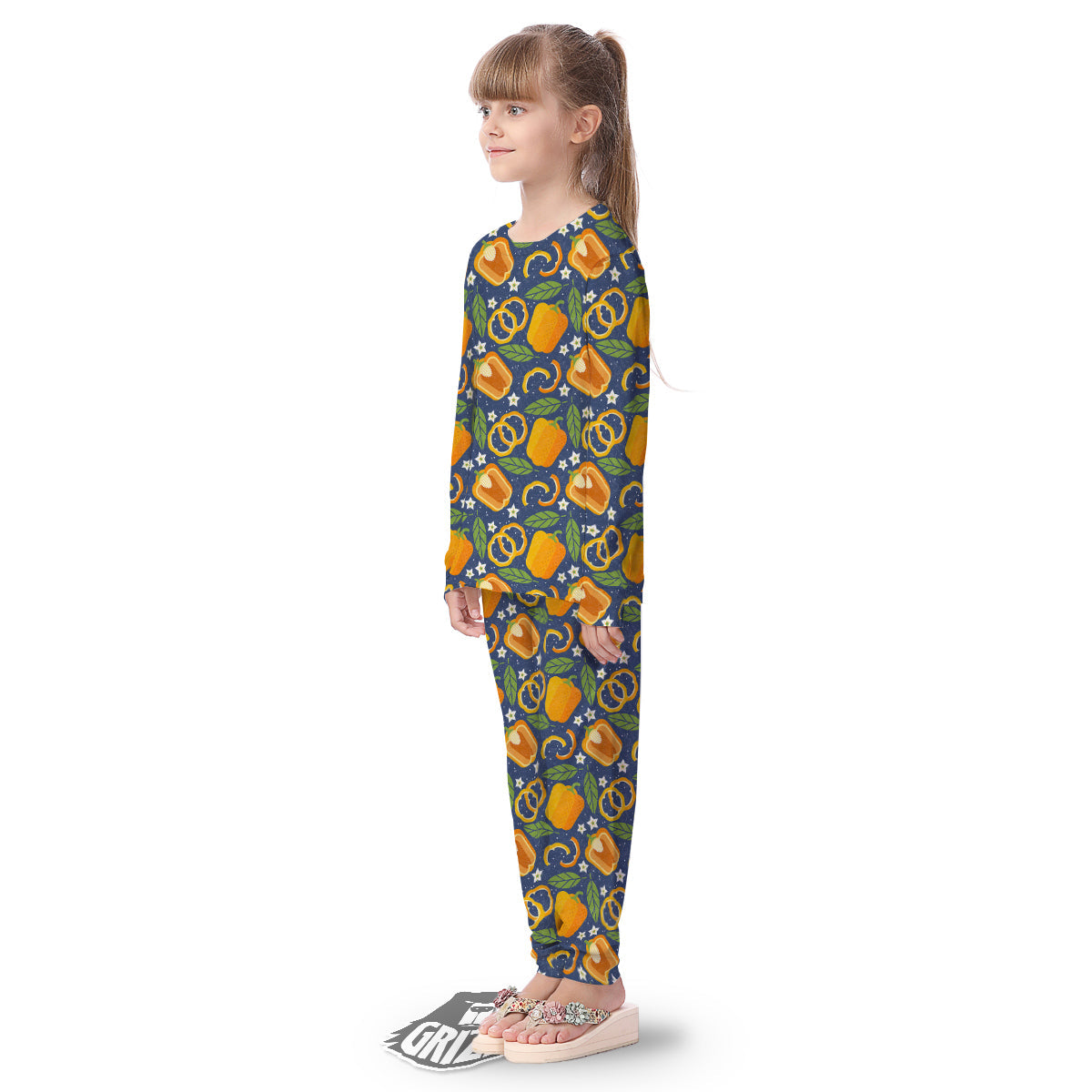 Bell Pepper Leaf Print Pattern Kid's Pajamas-grizzshop