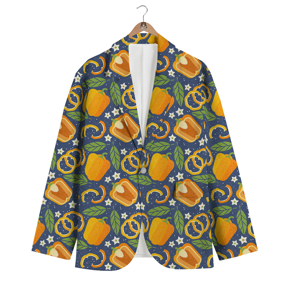 Bell Pepper Leaf Print Pattern Men's Blazer-grizzshop