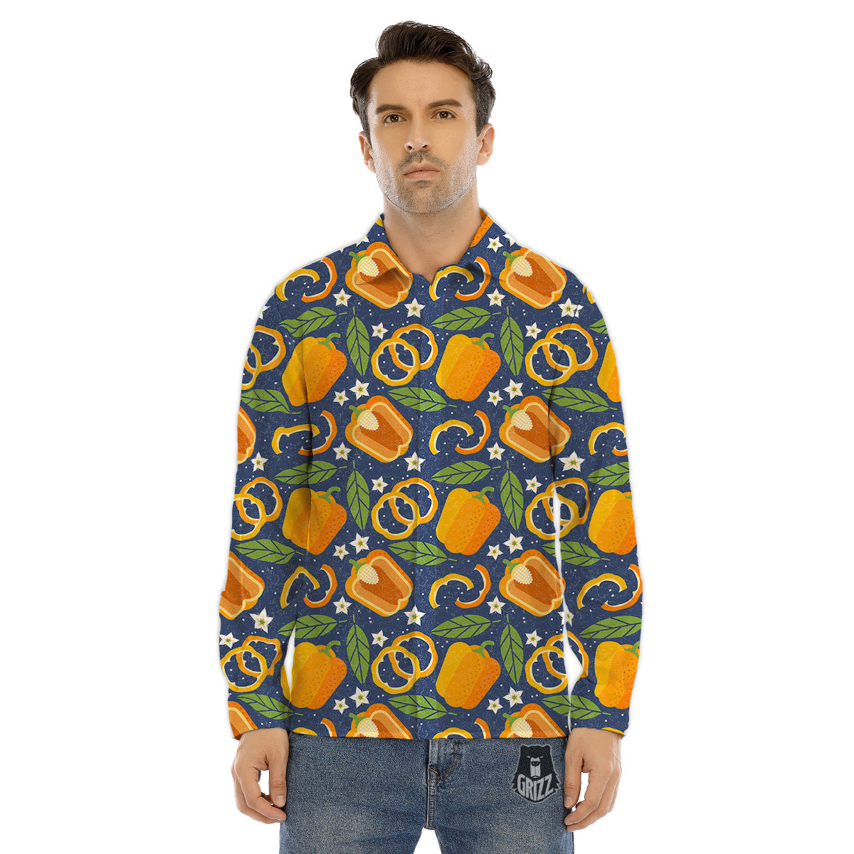 Bell Pepper Leaf Print Pattern Men's Dress Shirts-grizzshop