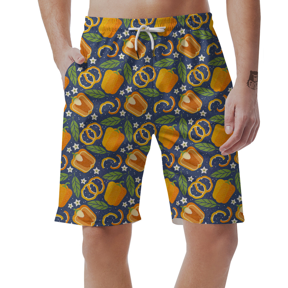 Bell Pepper Leaf Print Pattern Men's Shorts-grizzshop