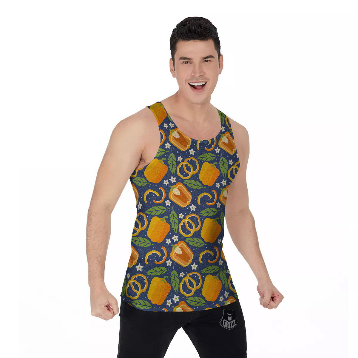 Bell Pepper Leaf Print Pattern Men's Tank Top-grizzshop