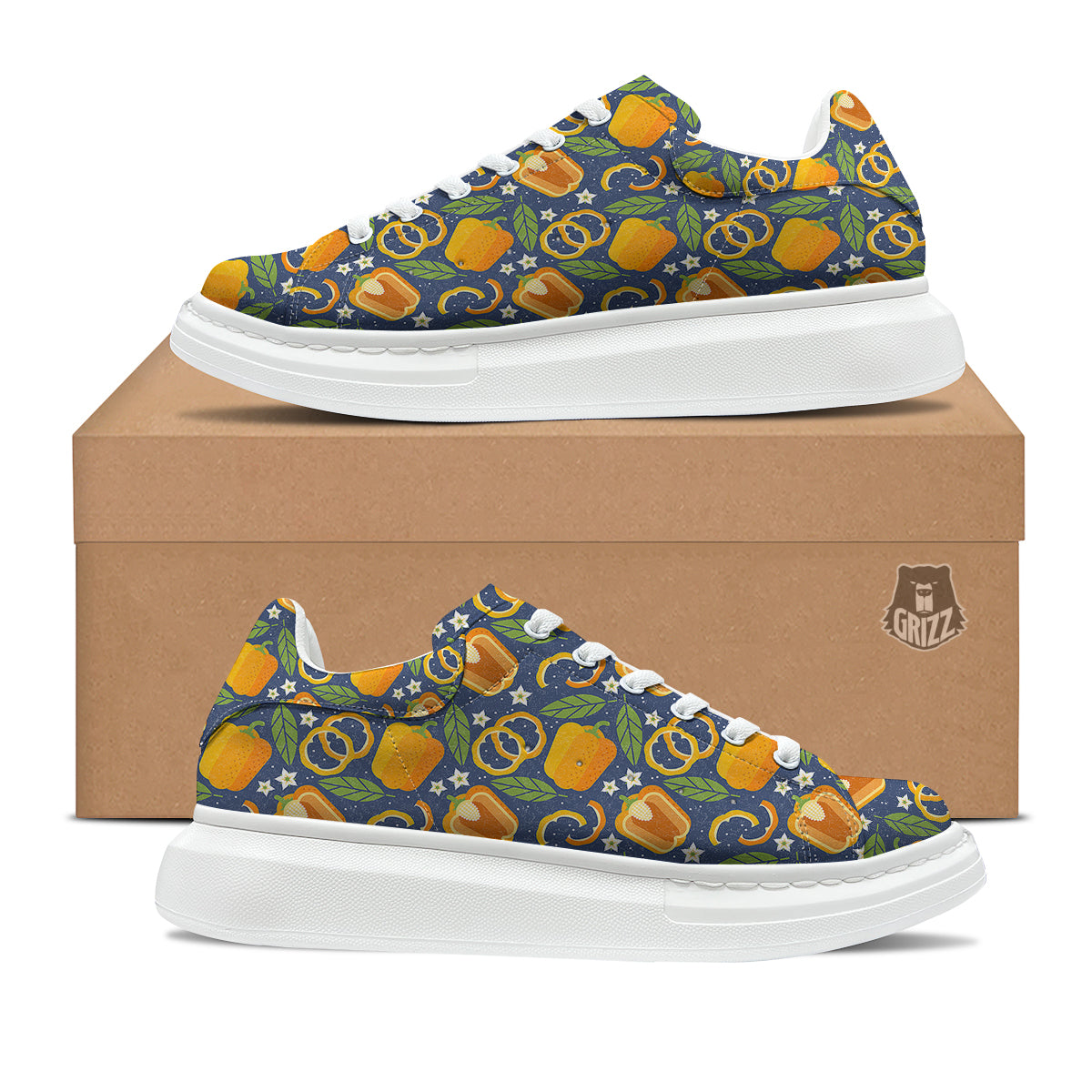 Bell Pepper Leaf Print Pattern Platform Shoes-grizzshop
