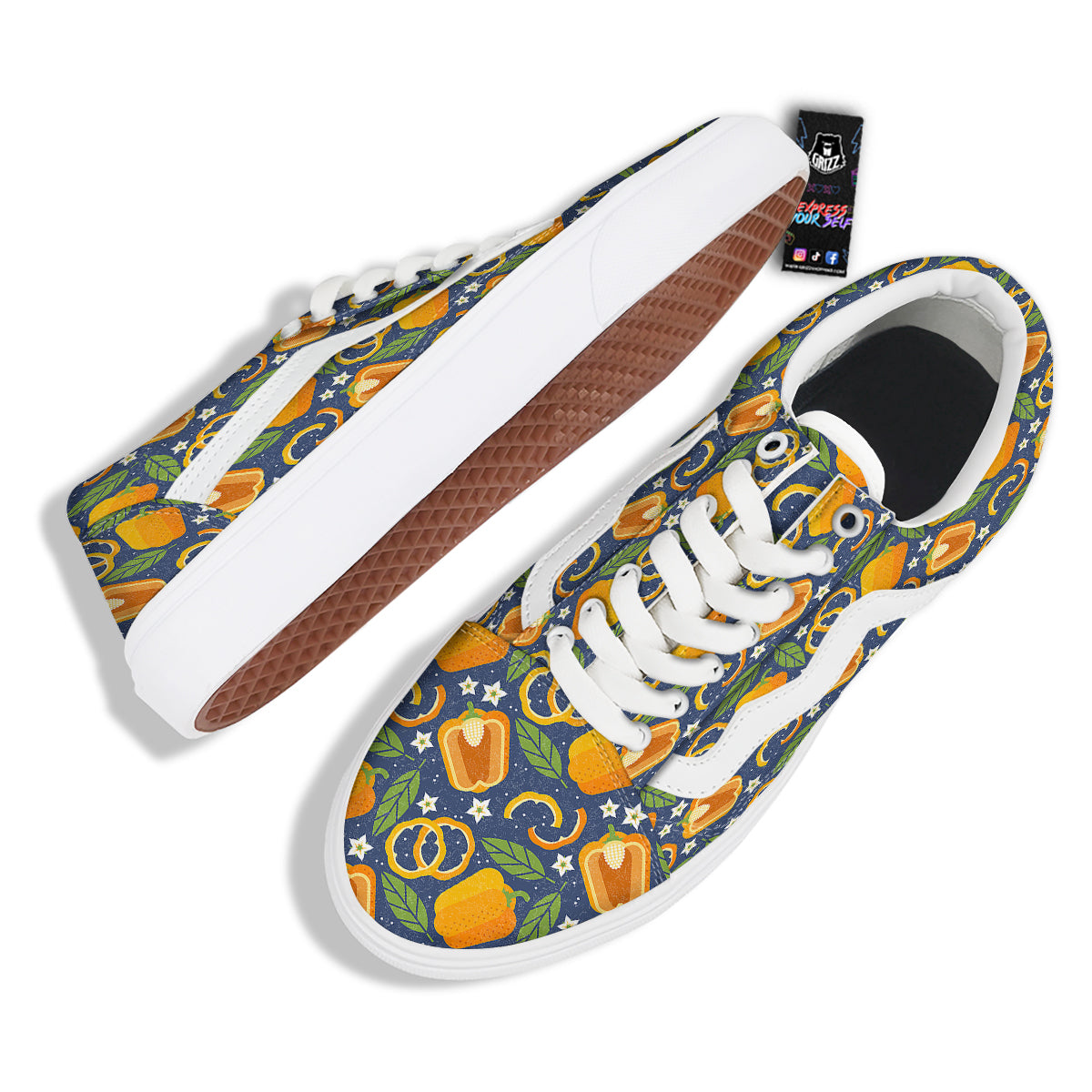 Bell Pepper Leaf Print Pattern Skate Shoes-grizzshop