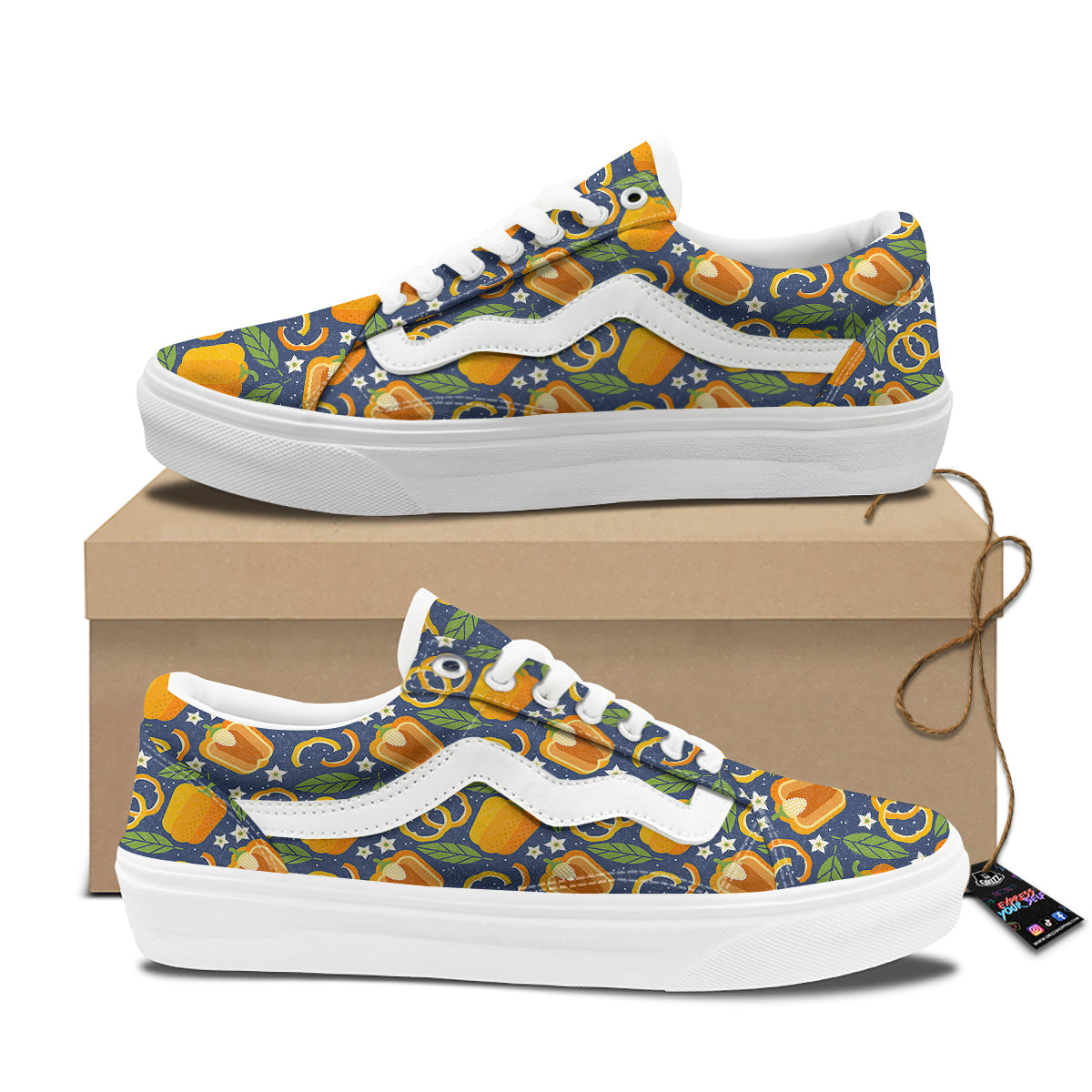 Bell Pepper Leaf Print Pattern Skate Shoes-grizzshop