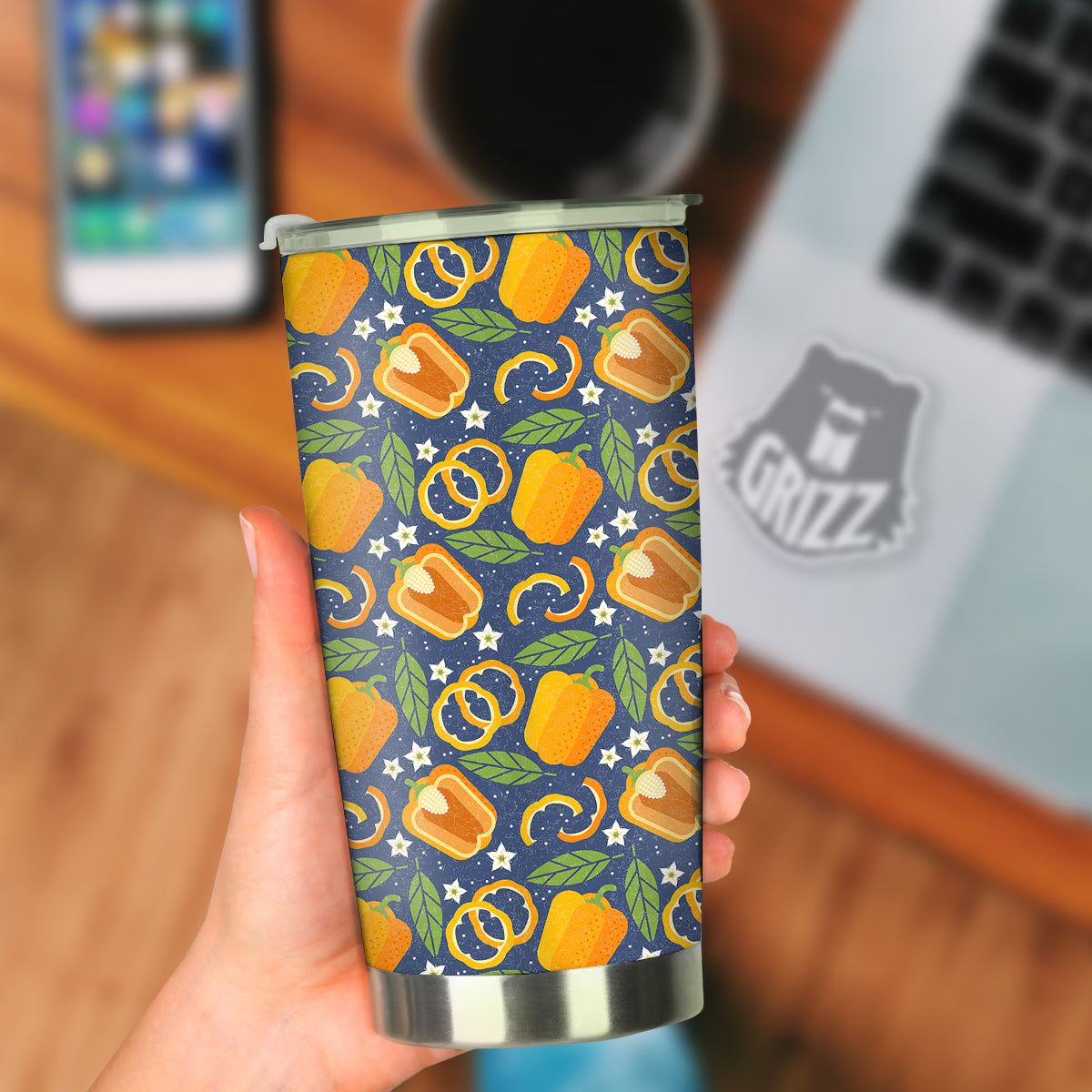 Bell Pepper Leaf Print Pattern Tumbler-grizzshop