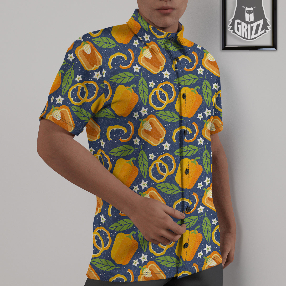 Bell Pepper Leaf Print Pattern Untucked Shirts-grizzshop