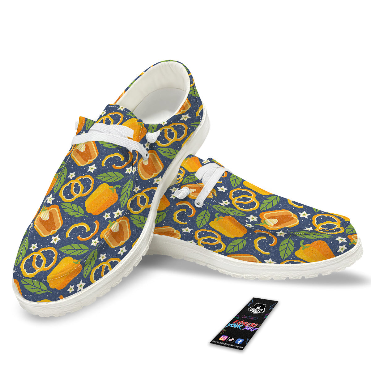Bell Pepper Leaf Print Pattern White Loafers-grizzshop