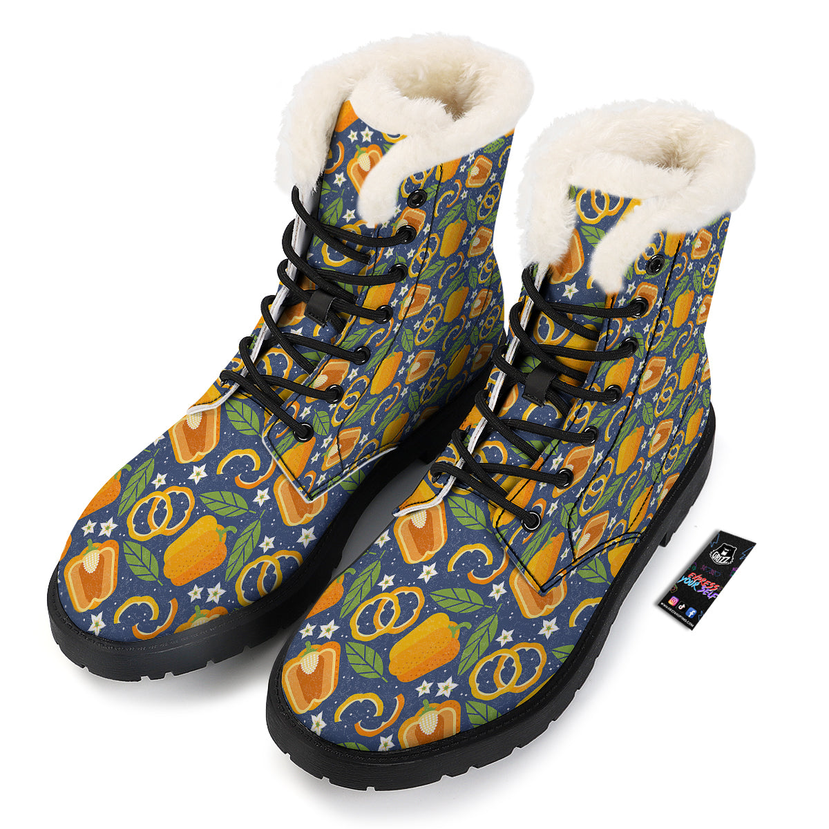 Bell Pepper Leaf Print Pattern Winter Boots-grizzshop