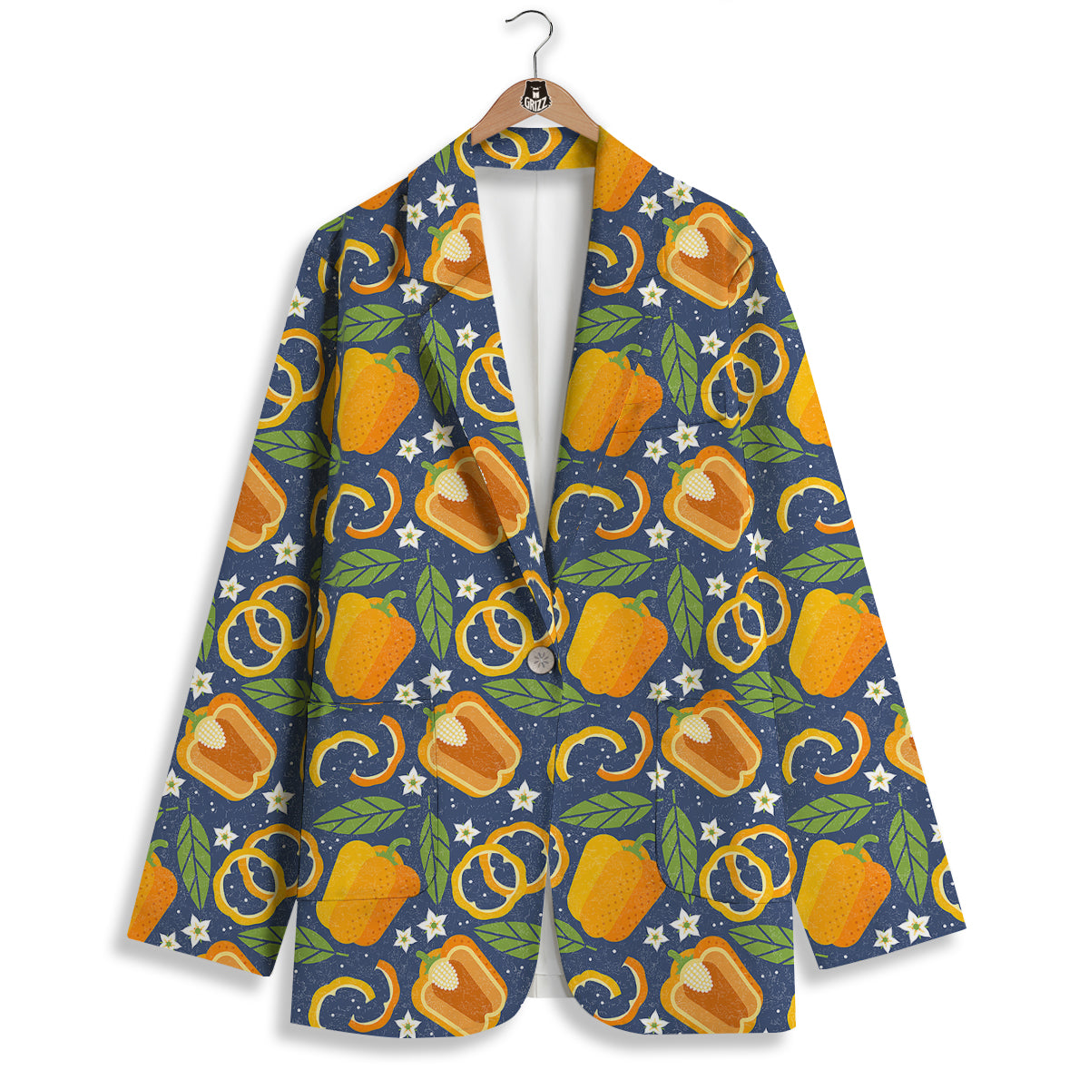 Bell Pepper Leaf Print Pattern Women's Blazer-grizzshop