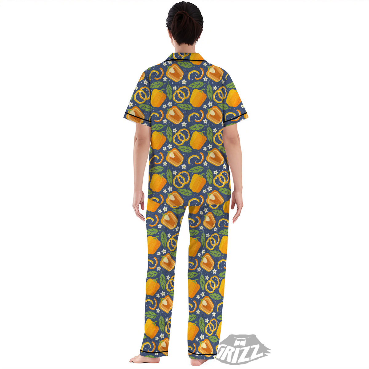 Bell Pepper Leaf Print Pattern Women's Pajamas Set-grizzshop