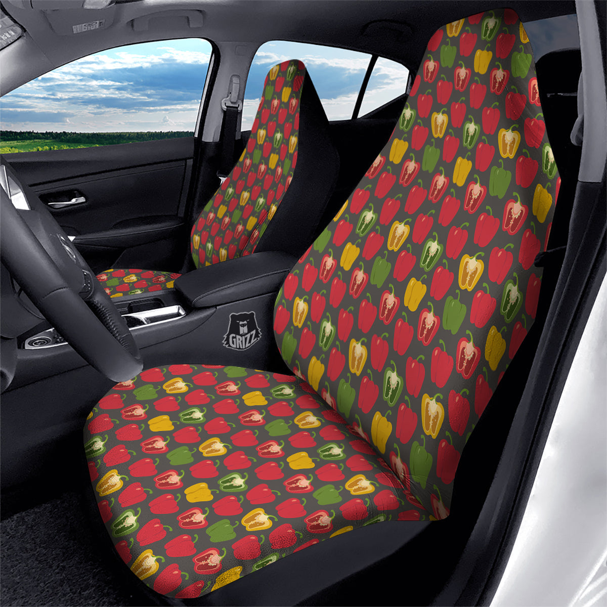 Bell Pepper Vintage Print Pattern Car Seat Covers-grizzshop