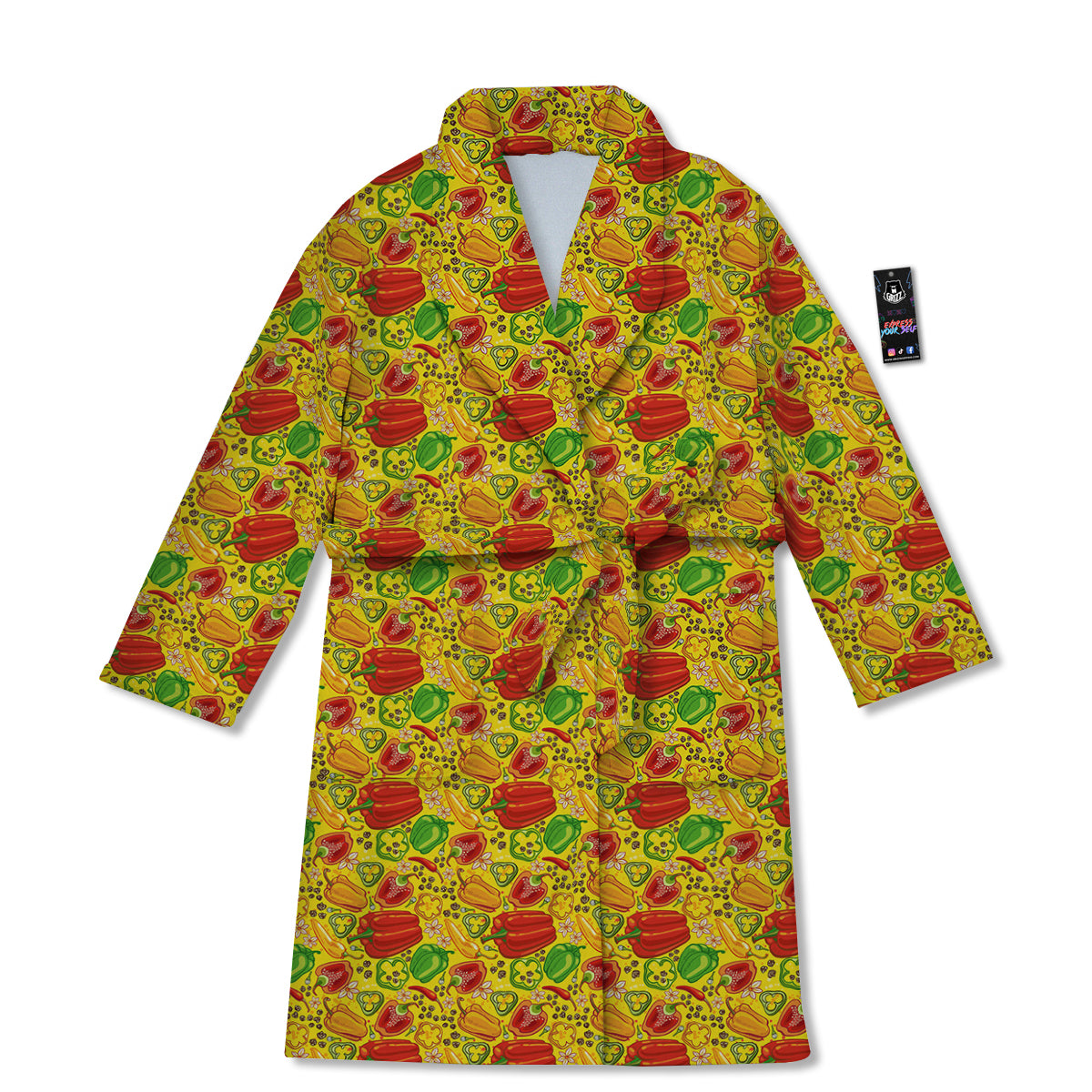 Bell Pepper Yellow Print Pattern Bathrobe-grizzshop