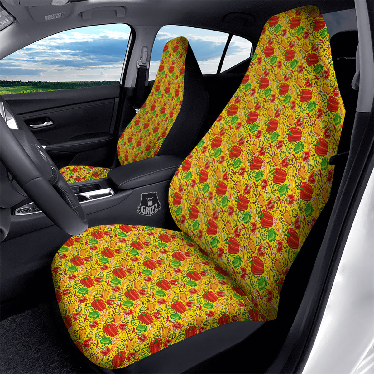 Bell Pepper Yellow Print Pattern Car Seat Covers-grizzshop