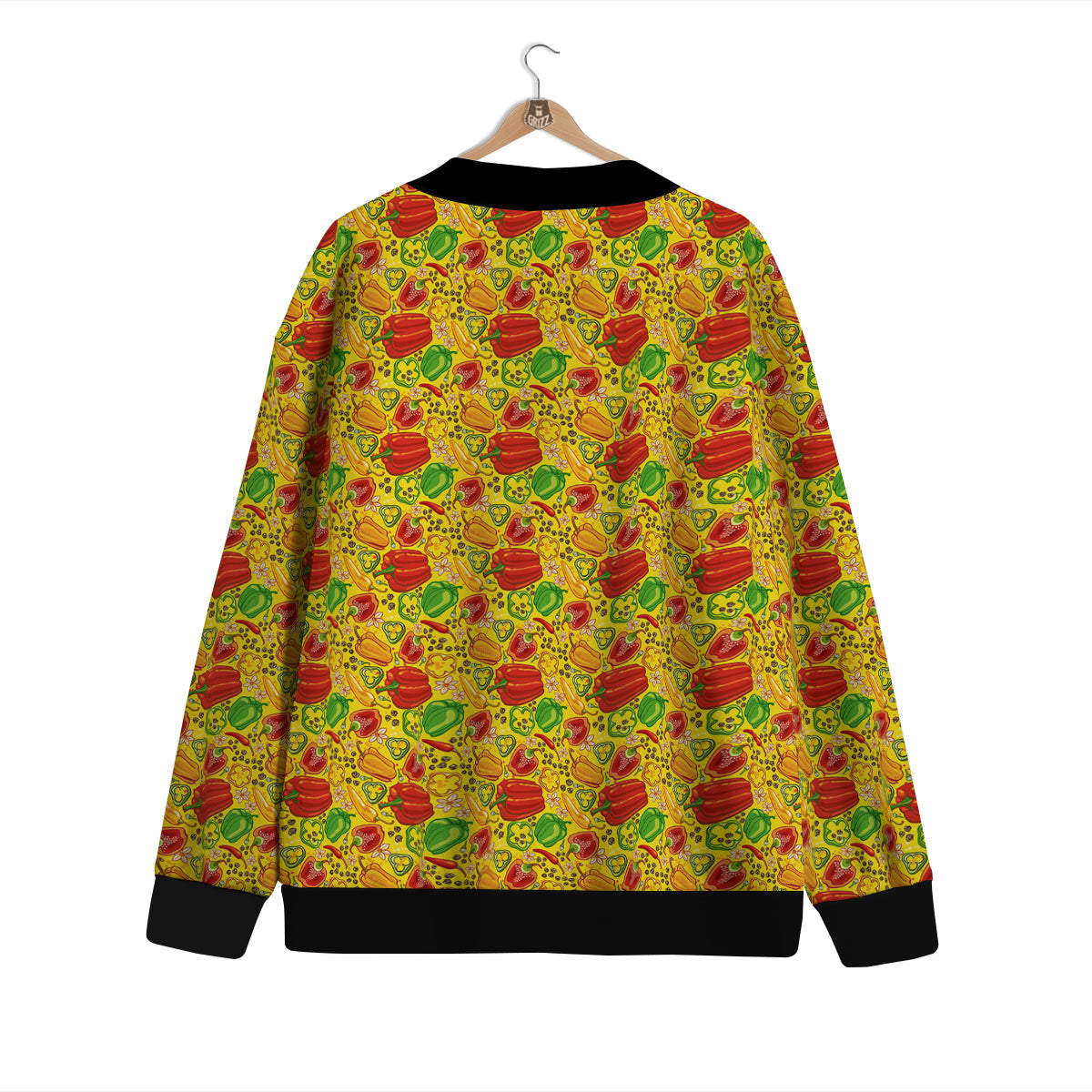 Bell Pepper Yellow Print Pattern Cardigan-grizzshop