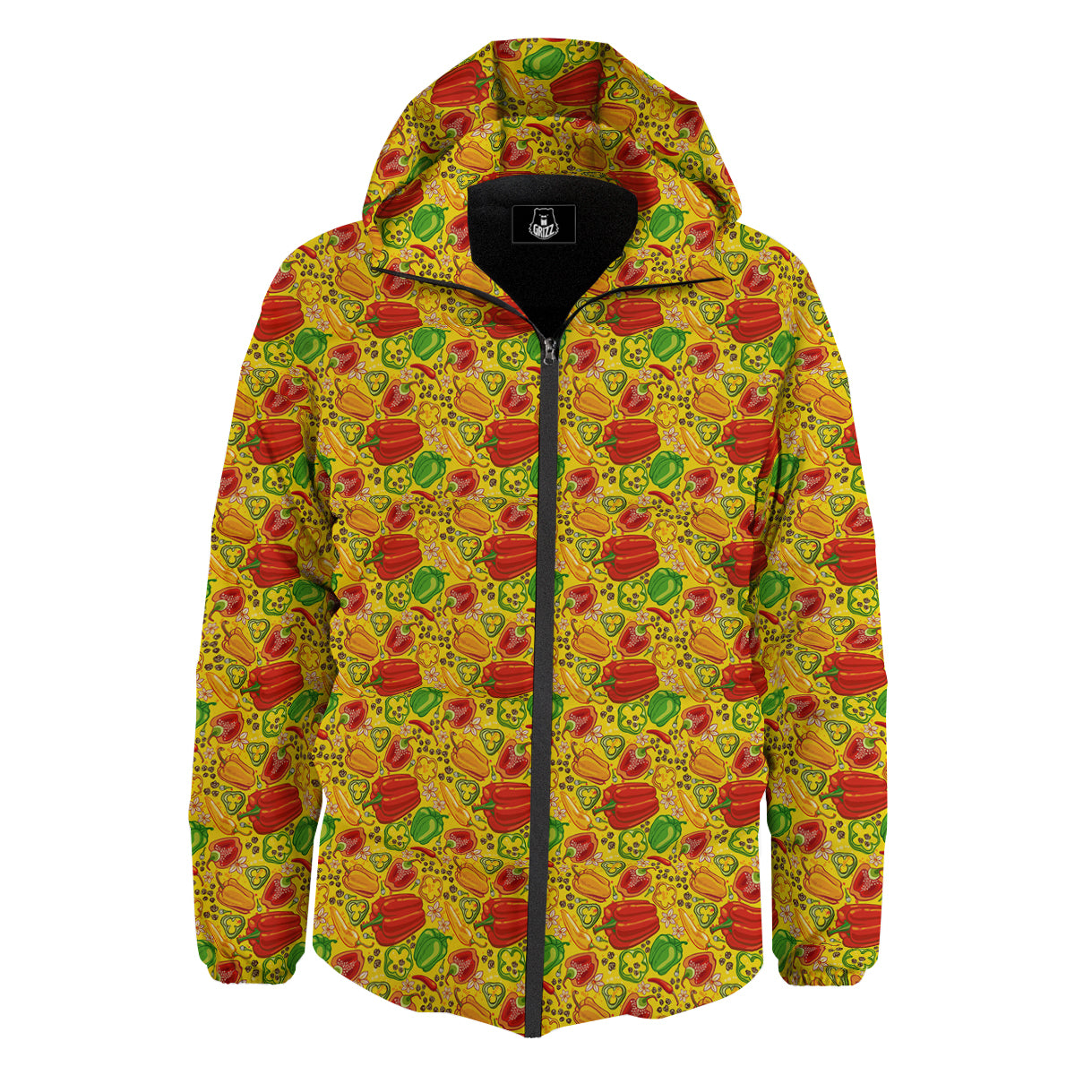 Bell Pepper Yellow Print Pattern Down Jacket-grizzshop