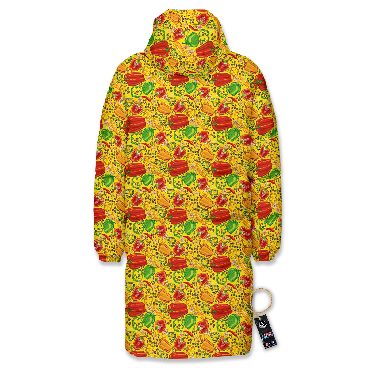 Bell Pepper Yellow Print Pattern Long Down Jacket-grizzshop