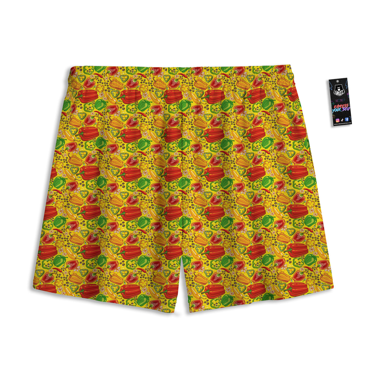 Bell Pepper Yellow Print Pattern Mesh Shorts-grizzshop