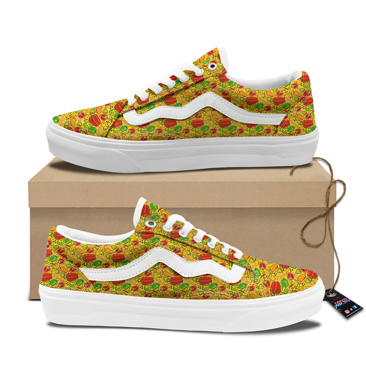 Bell Pepper Yellow Print Pattern Skate Shoes-grizzshop