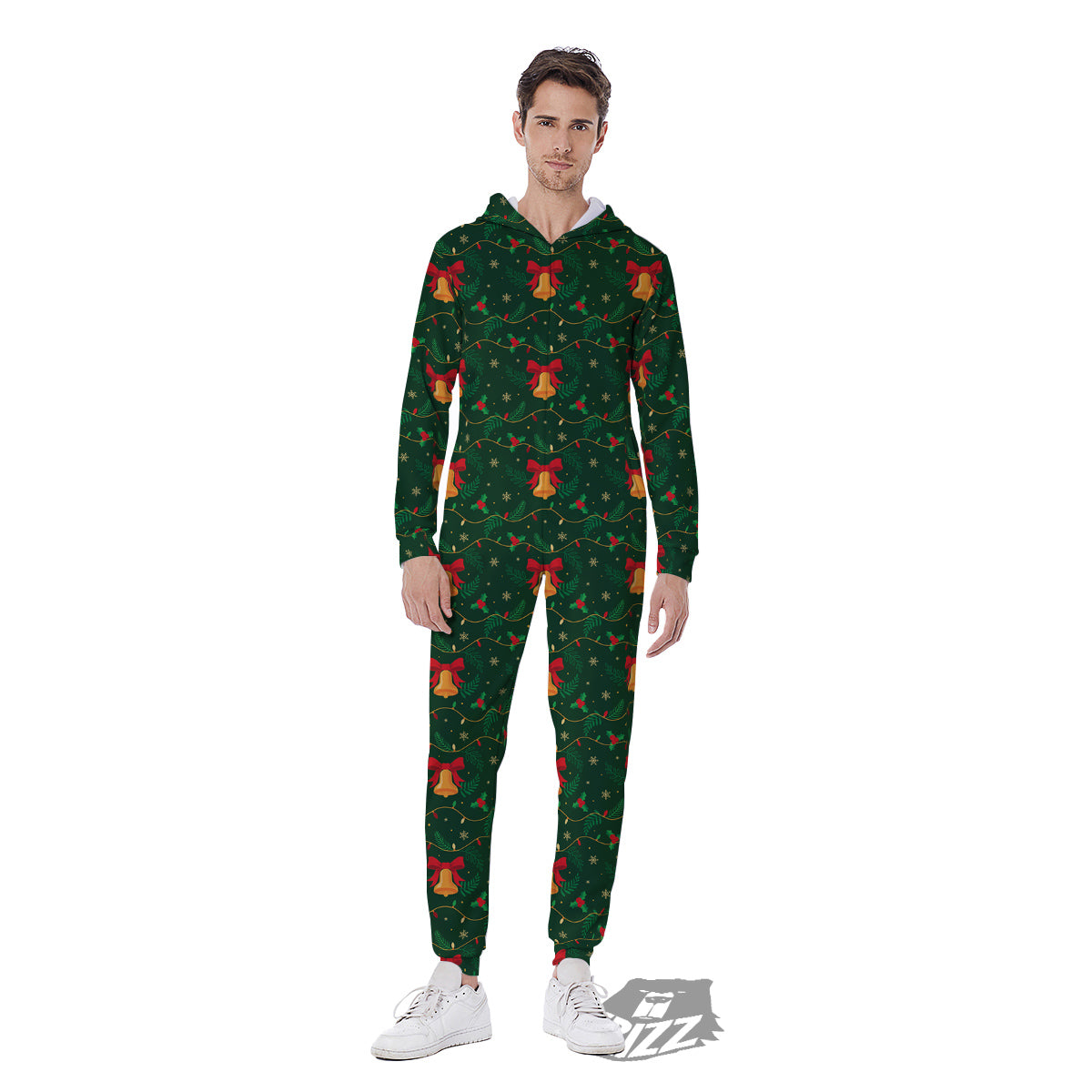 Bell Cute Christmas Print Pattern Men's Jumpsuit-grizzshop