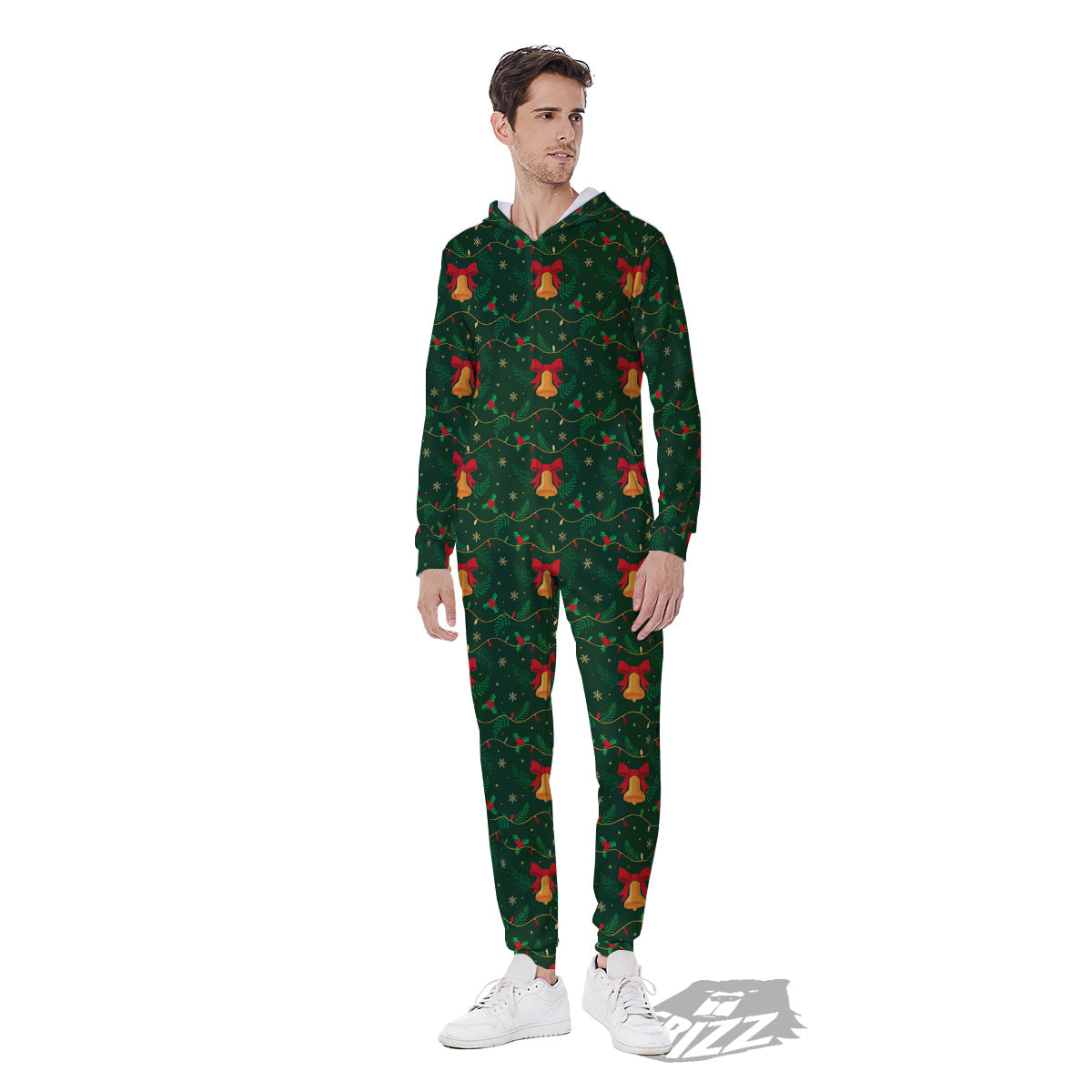 Bell Cute Christmas Print Pattern Men's Jumpsuit-grizzshop