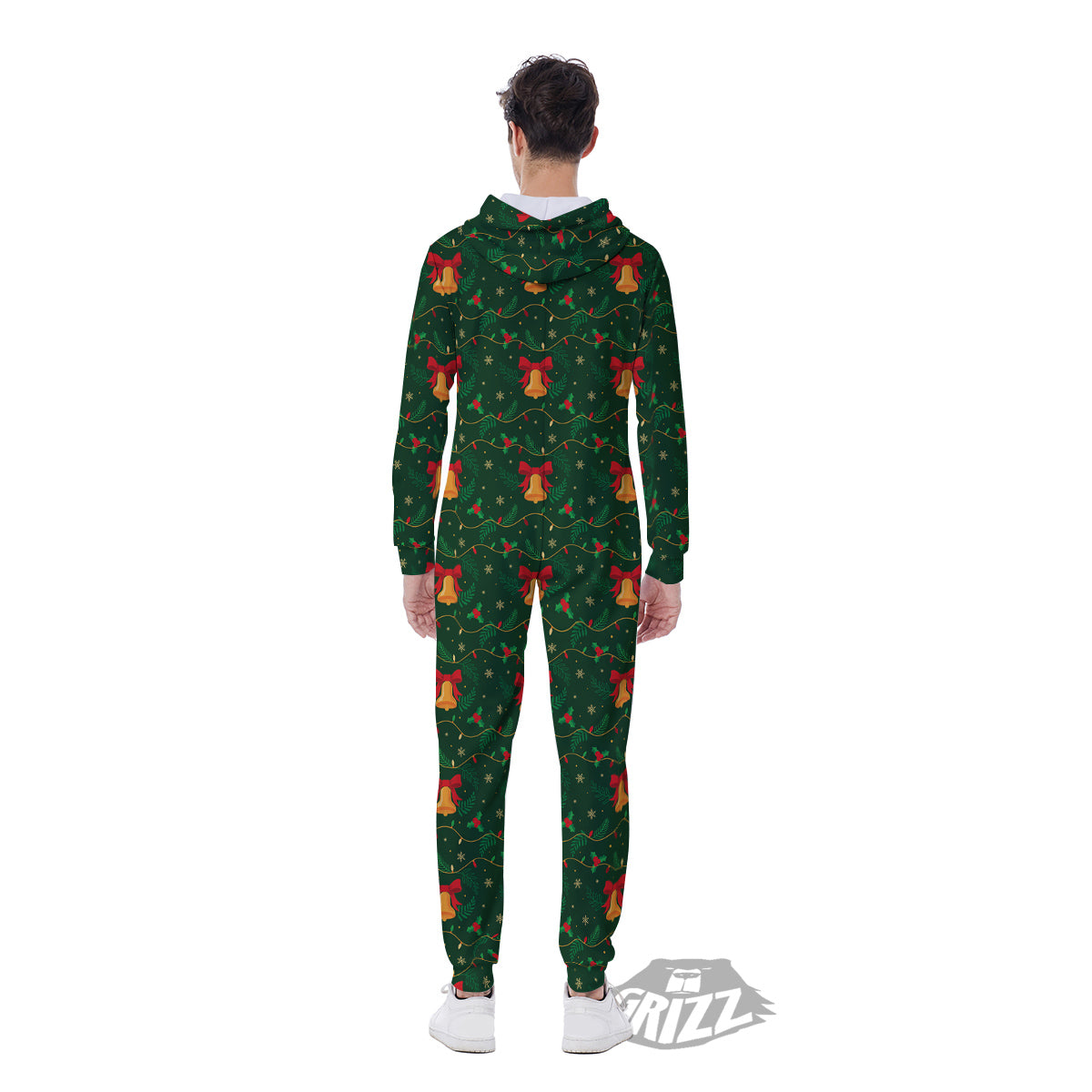 Bell Cute Christmas Print Pattern Men's Jumpsuit-grizzshop