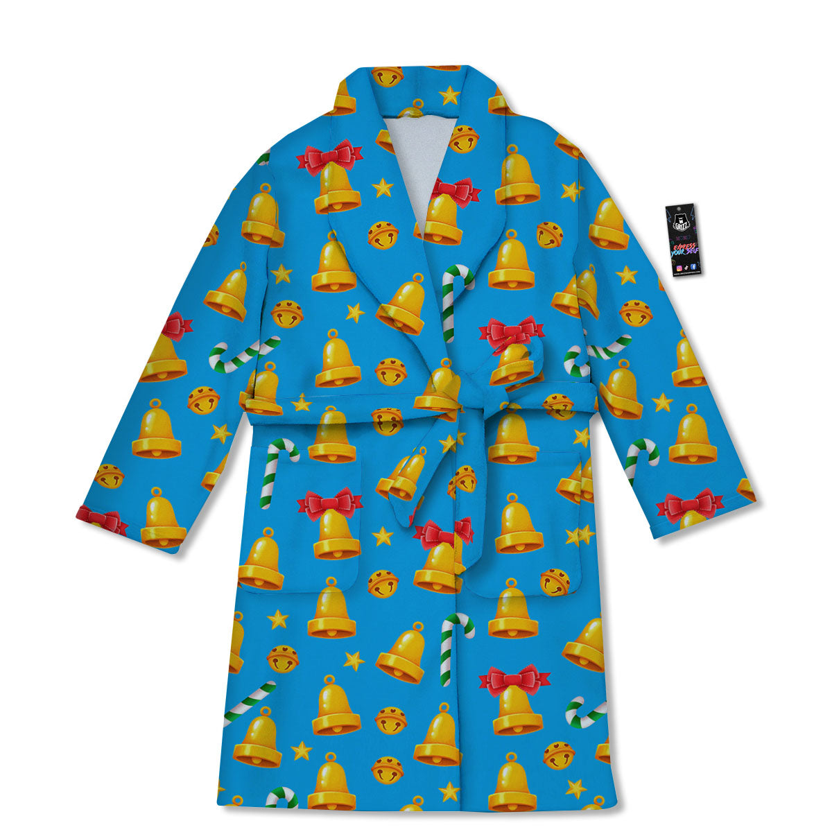 Bells Merry Christmas Print Pattern Bathrobe-grizzshop