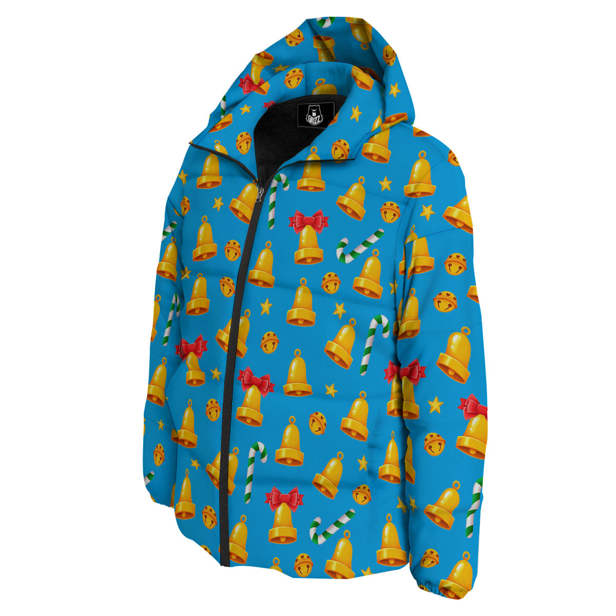 Bells Merry Christmas Print Pattern Down Jacket-grizzshop