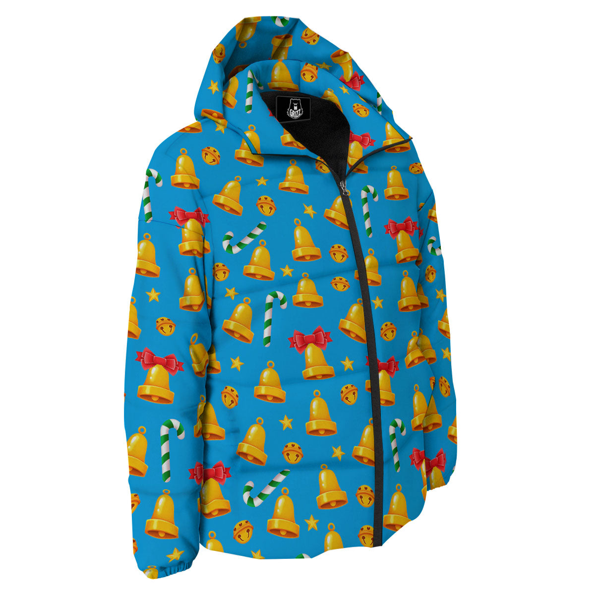 Bells Merry Christmas Print Pattern Down Jacket-grizzshop