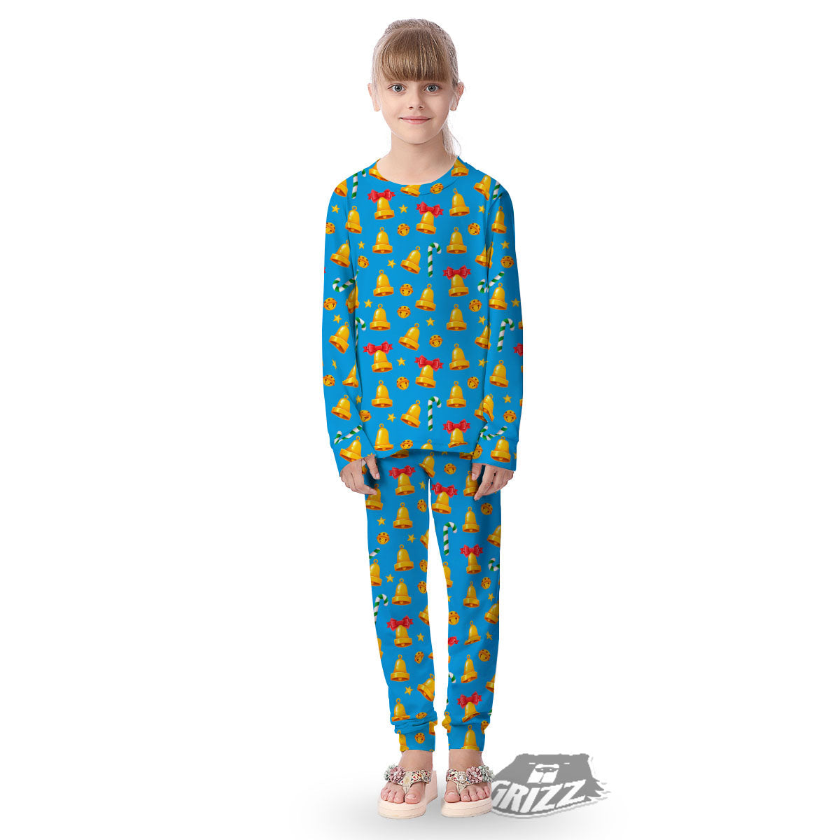 Bells Merry Christmas Print Pattern Kid's Pajamas-grizzshop