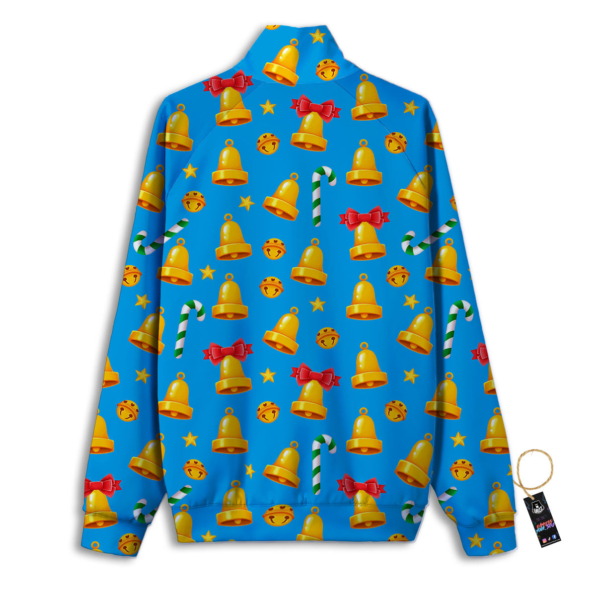 Bells Merry Christmas Print Pattern Track Jacket-grizzshop