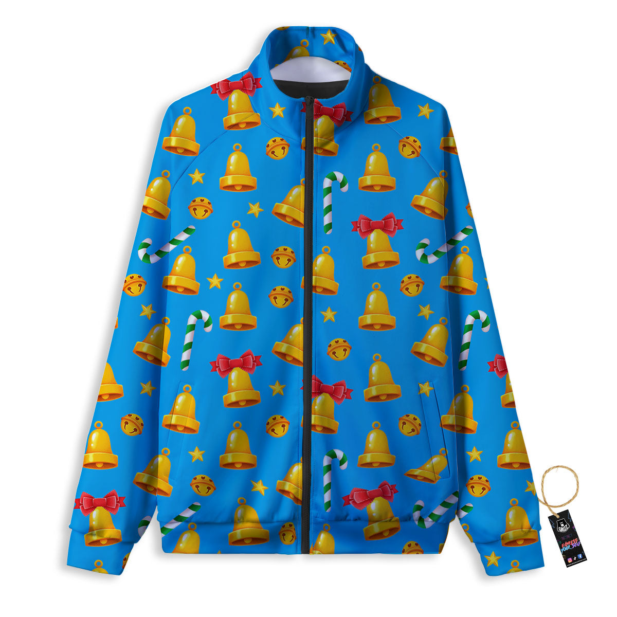 Bells Merry Christmas Print Pattern Track Jacket-grizzshop