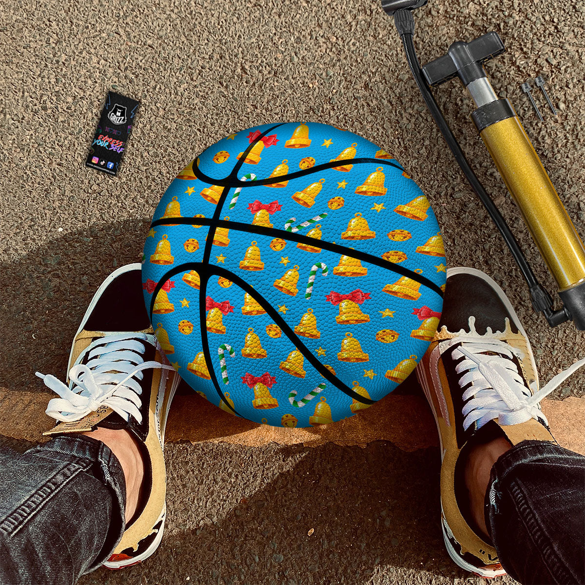 Bells Merry Christmas Print Pattern Basketball