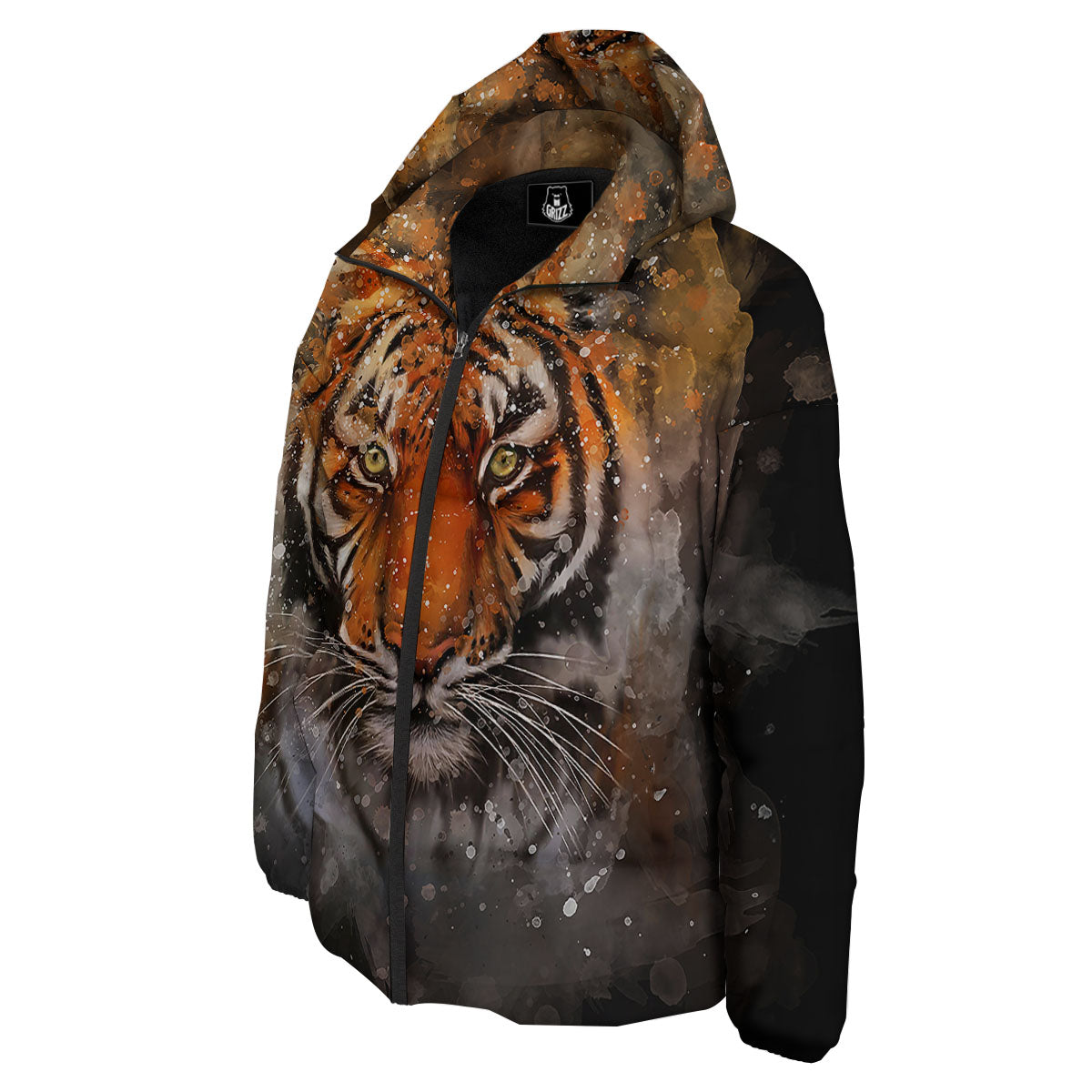 Bengal Tiger Watercolor Print Down Jacket-grizzshop