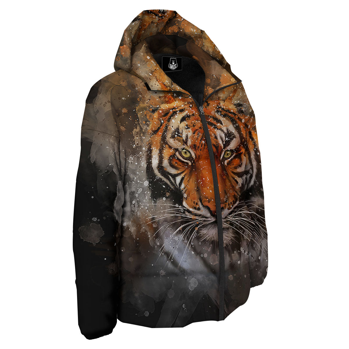 Bengal Tiger Watercolor Print Down Jacket-grizzshop